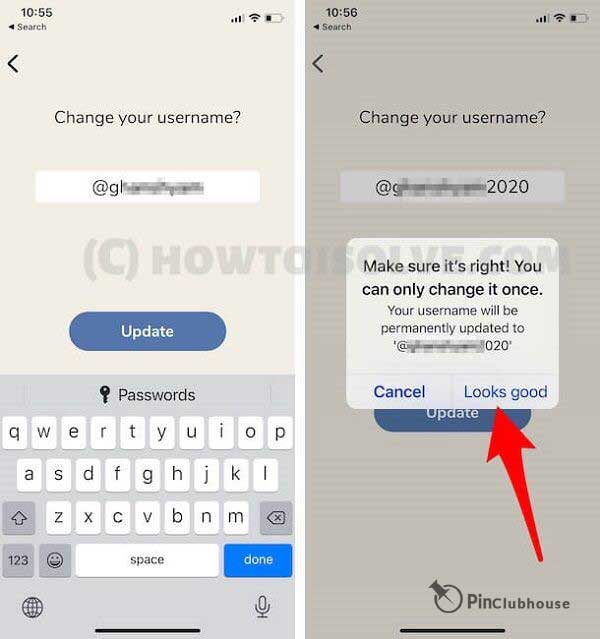 change clubhouse username in iphone