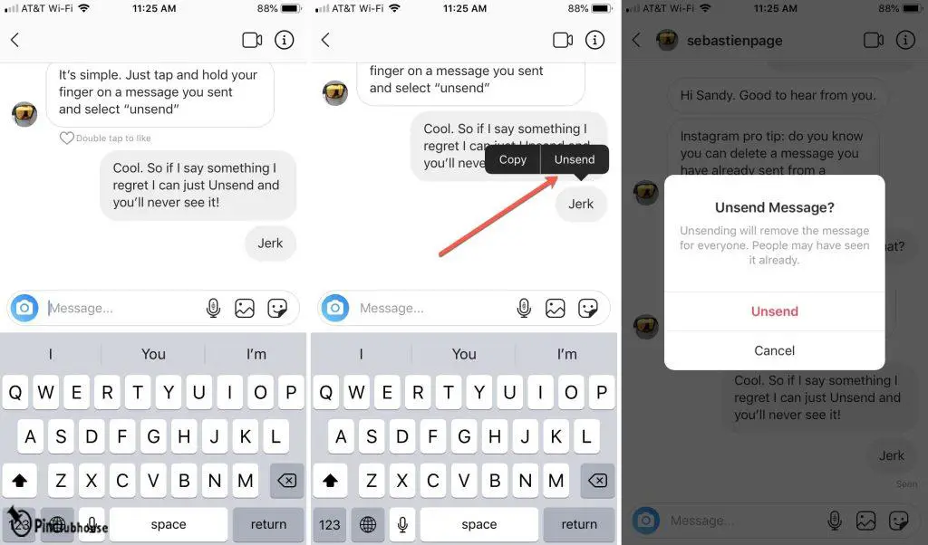 Delete Instagram Messages on Direct