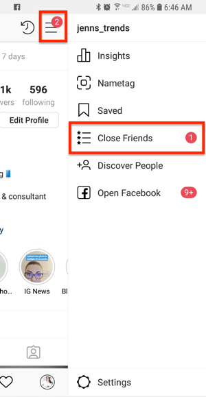 add people as close friends on Instagram